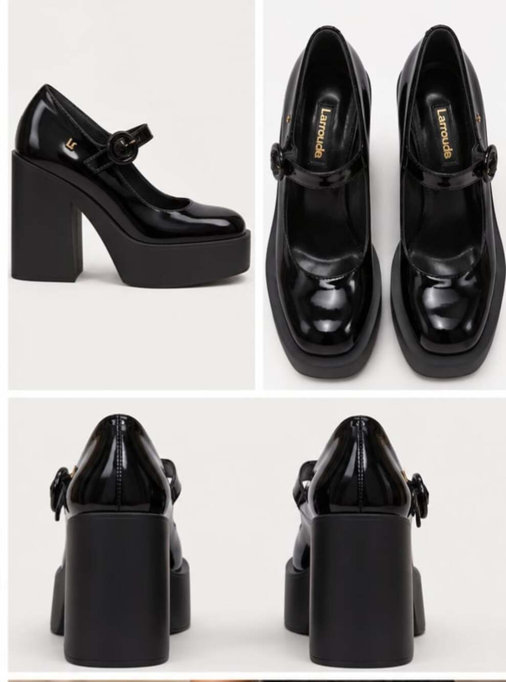 Larroudé Olivia Platform Mary Jane Pumps Black Patent Leather Size 7.5
